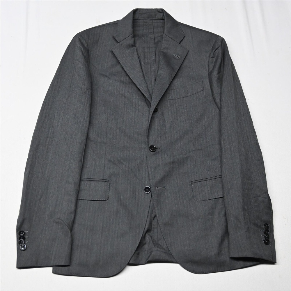Lardini 38R Gray Herringbone Italy 100% Wool Mens Blazer Suit Jacket Sport Coat